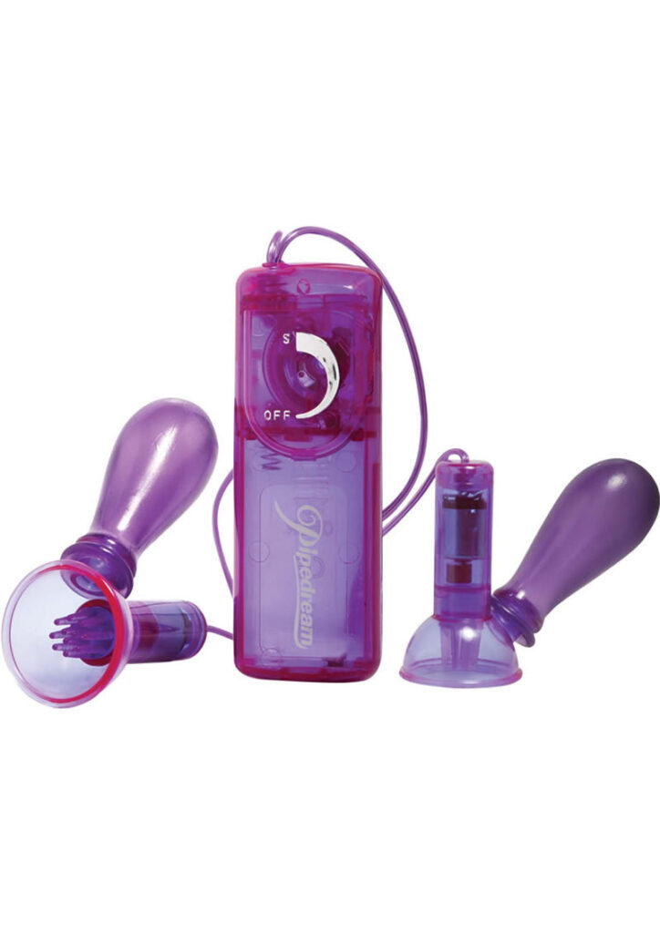 Purple vibrating nipple pump